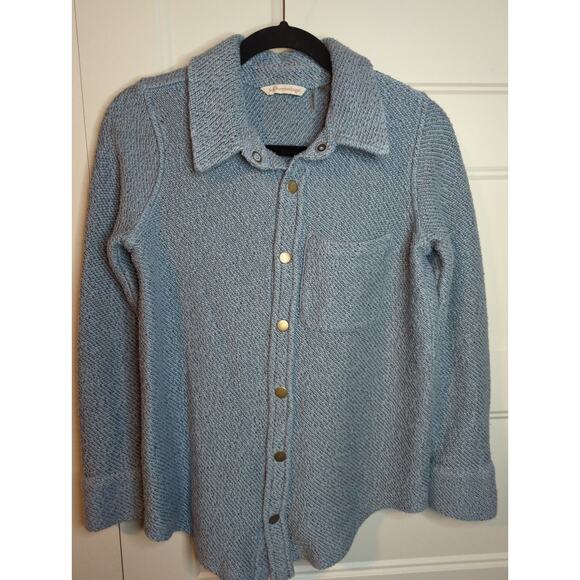 Soft Surroundings Blue Woven Snap Shacket size XS - Picture 2 of 5
